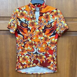 Women’s Orange Floral Tiger Lily Cycling Jersey